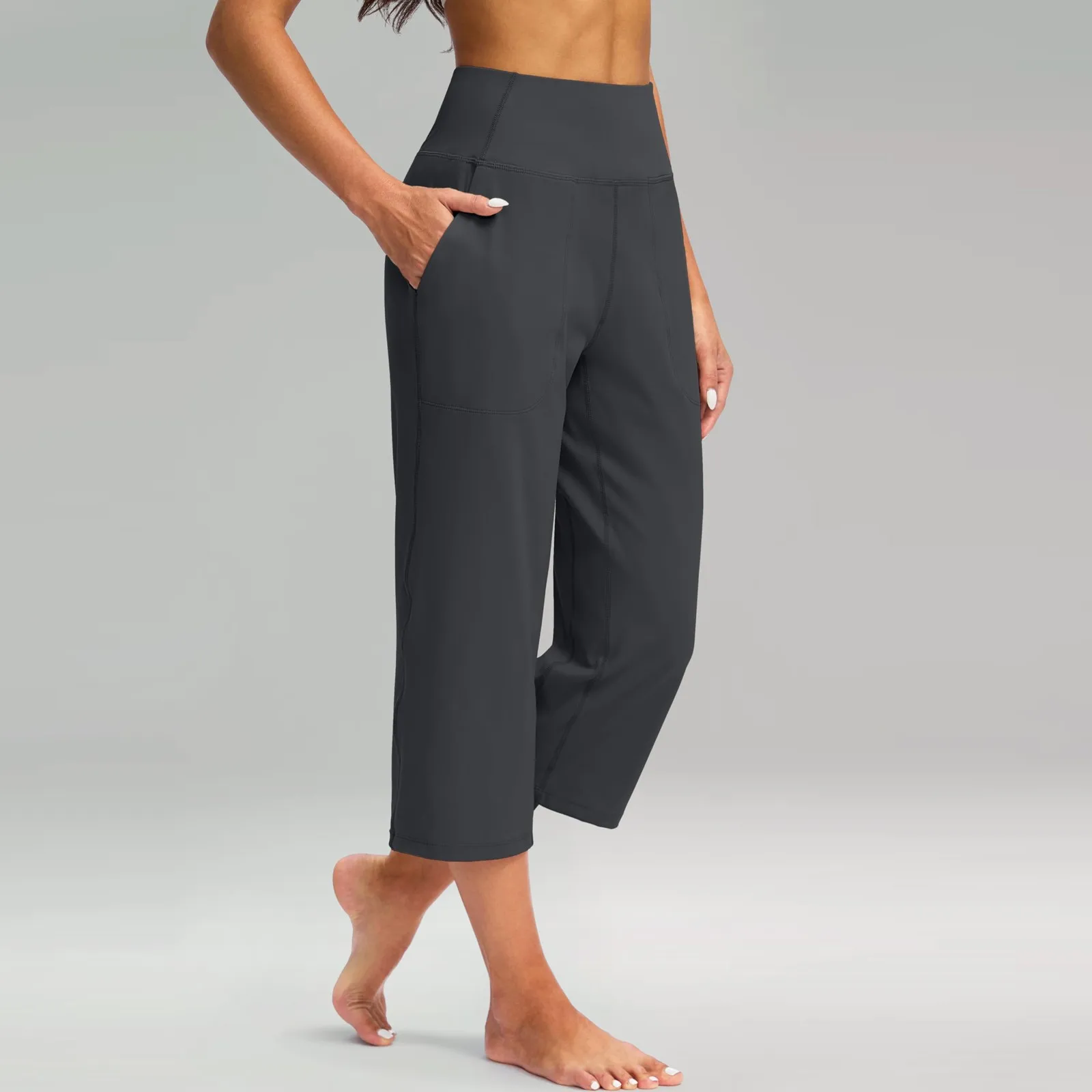 Capris de survêtement pour femmes, pantalon de sport, pantalon d'entraînement droit, taille élastique, vêtements pour femmes, nouveau, mode, 3/4