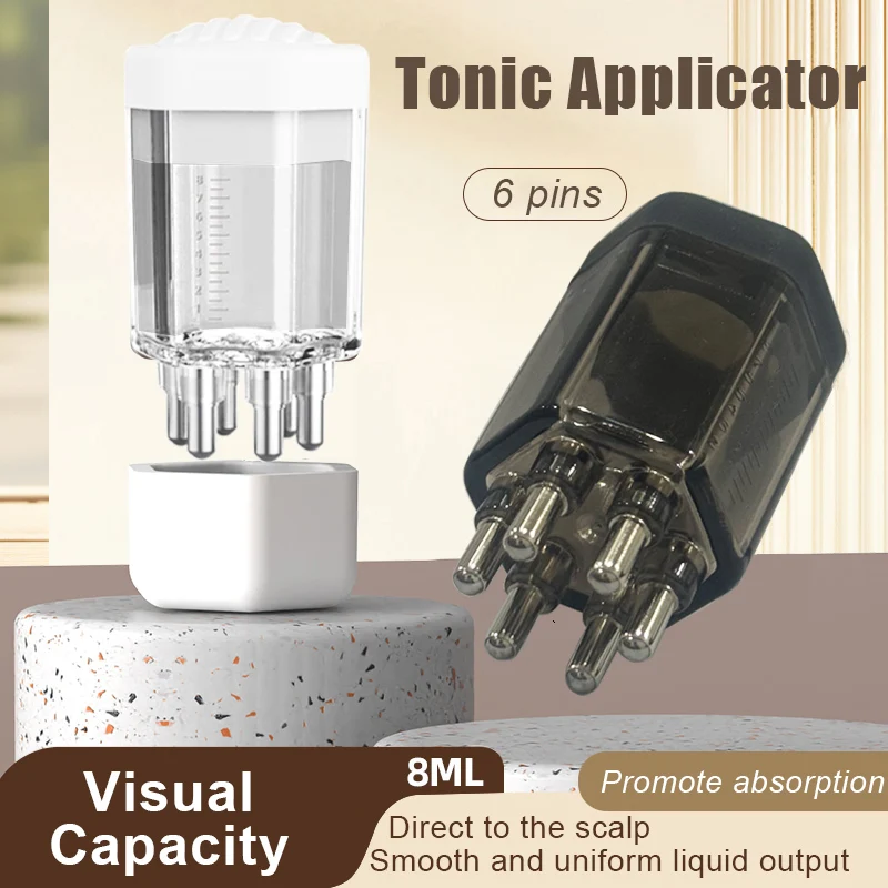Hair Scalp Medicine Applicator Comb - 6 Pins 8ml Tonic Liquid Dispenser, Easy to Operate, Professional Hair Care Tool for Scalp