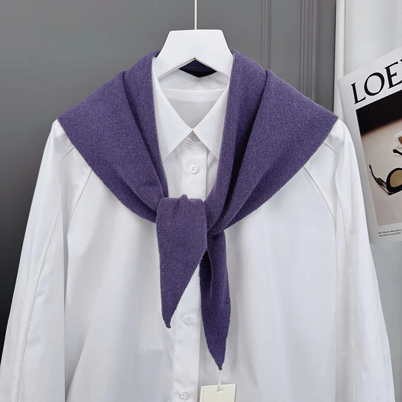 

%Wool multi-color scarf shawl women, autumn and winter warm neck protector, multifunctional versatile small scar