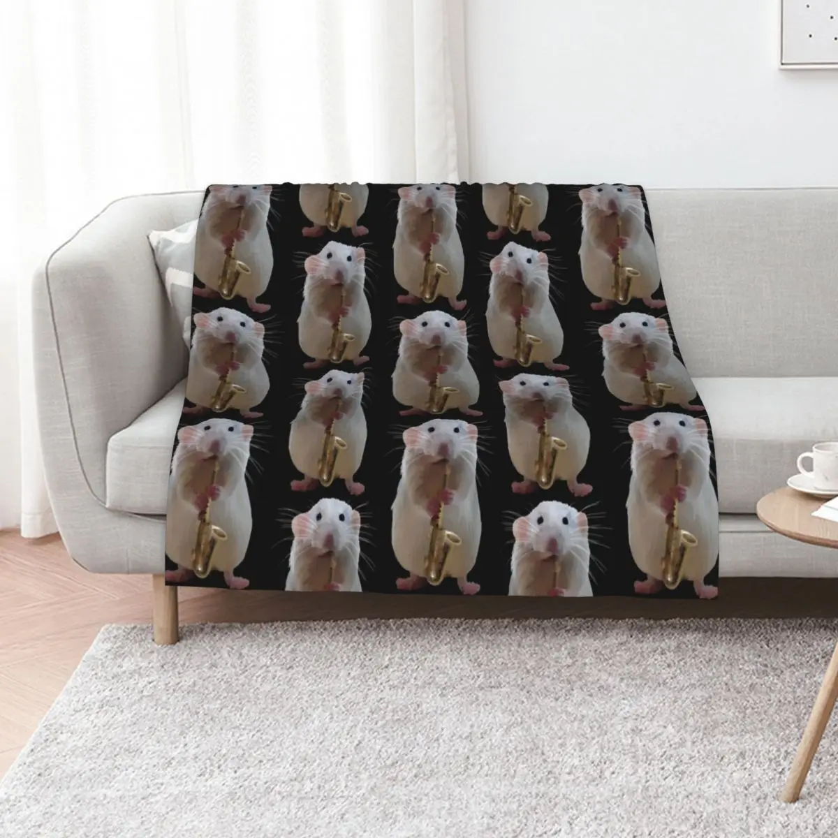 

Rat playing the Saxophone Throw Blanket cosplay anime Beach Blankets Sofas Of Decoration sofa bed Blankets