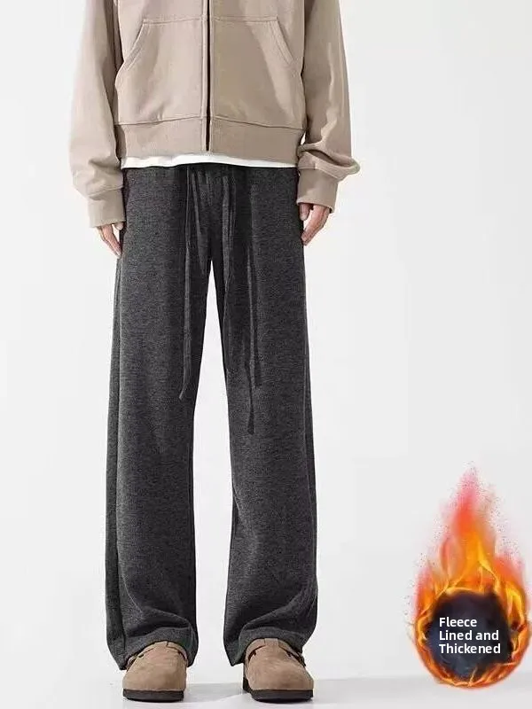 

Deep ey Men's Casual Pants Loose Drapey Straight Leg Versatile Lazy Spor Autumn Winter New Sle Comfortable Cotton Trousers