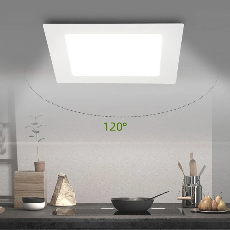 Luz de teto redonda LED para cozinha e banheiro, lâmpada embutida, branco quente e frio, AC85-265V, 3W-24W