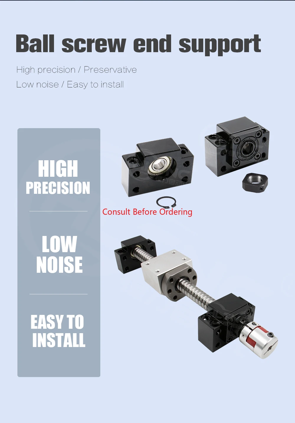EK8 EK10 EK15 EK20 EK25 Ball Screw Bracket C7 C5 FK FF Ballscrew End Support