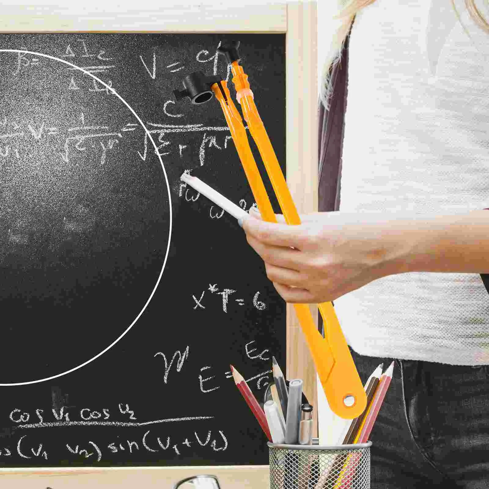 Brújula herramienta de enseñanza ayuda dibujo geométrico el círculo marcador de tiza naranja útiles escolares niño