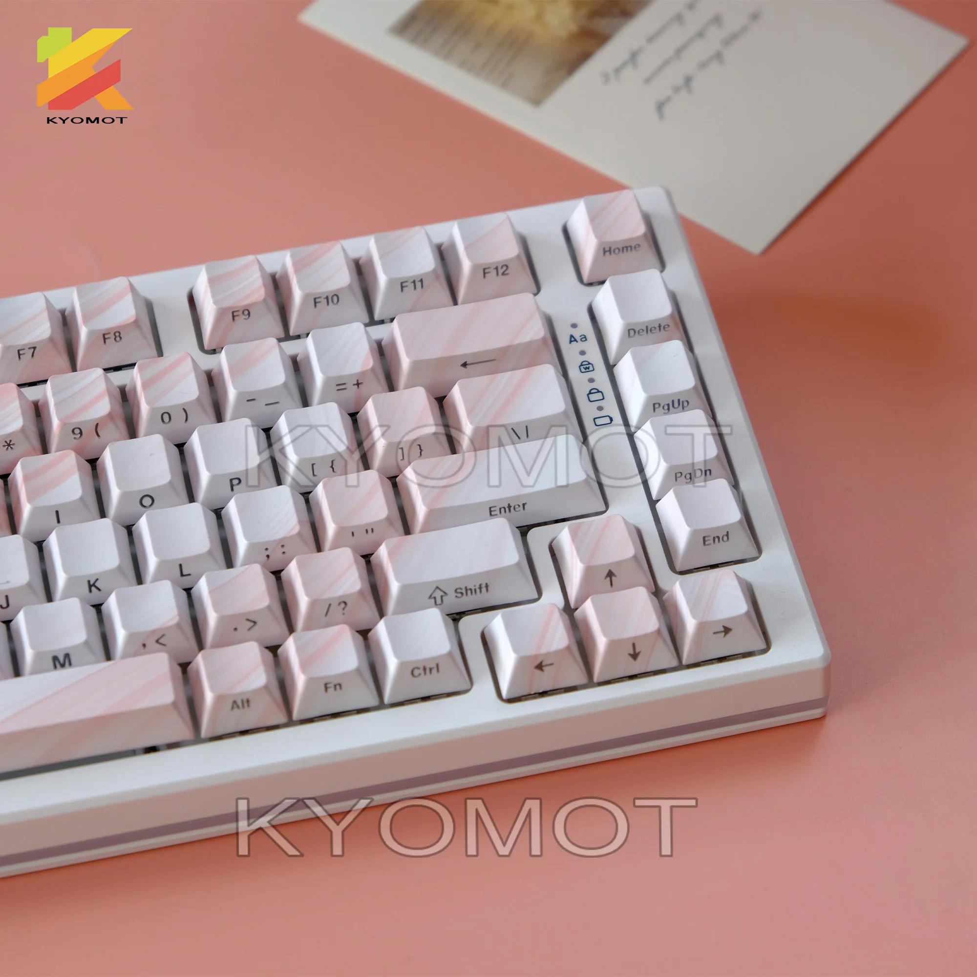 135 مفتاحًا متدرجًا من الحرير الوردي من خلال أغطية المفاتيح الجانبية المطبوعة PBT أغطية مفاتيح مزدوجة النار ملف تعريف الكرز لمفاتيح MX لوحات مفاتيح الألعاب #4