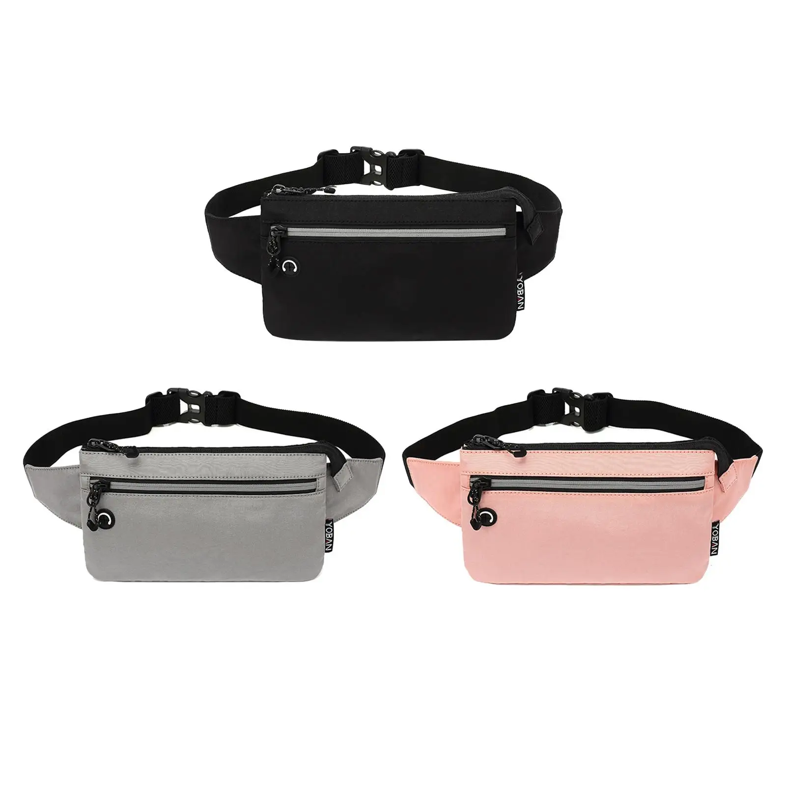 

Portable Crossbody Waist Bag Pouch Fanny Pack Wallet Reflective Strip Headphone Hole Purse for Adults Riding Mountaineering