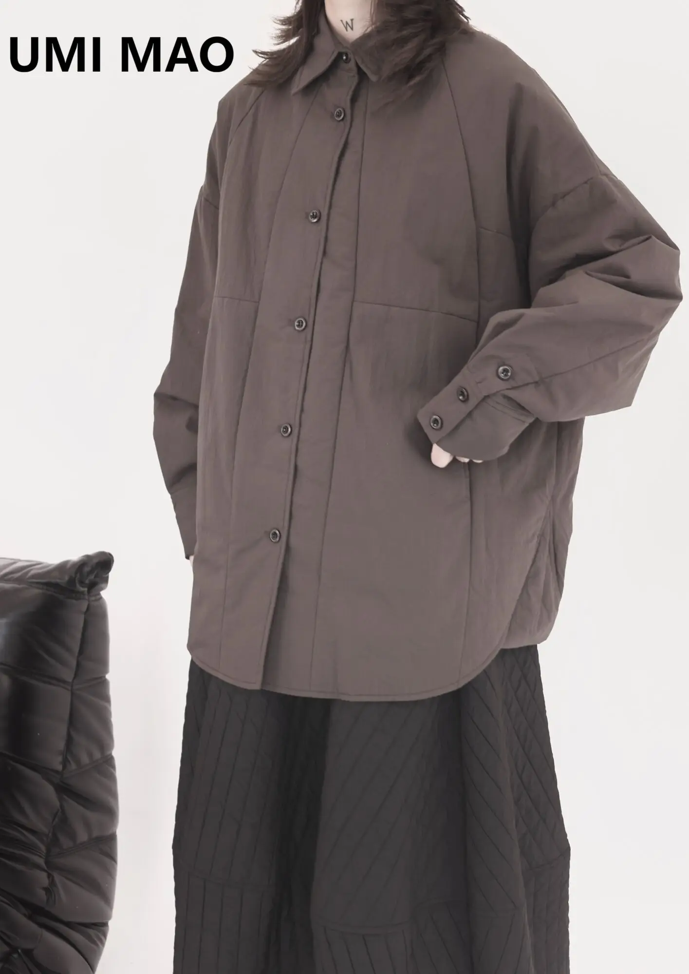 

UMI MAO Yamamoto Dark Cotton Jacket With Cotton Jacket Women's Autumn And Winter Thick Warm Japanese Cotton Coat Y2K