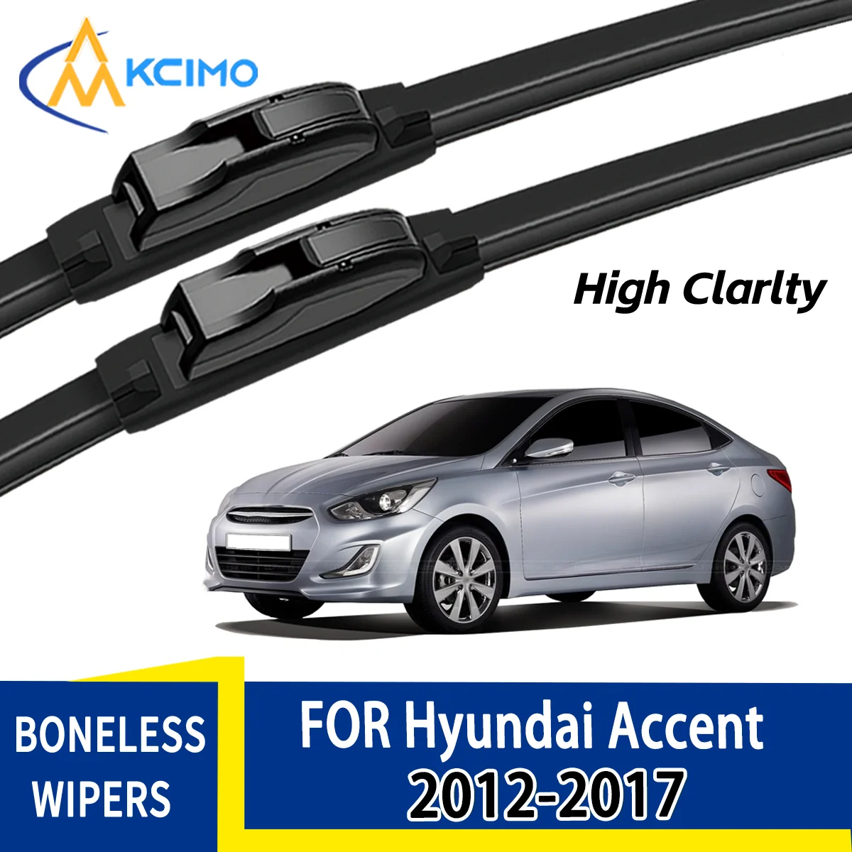 

For Hyundai Accent RB/RC 2012–2017 Automobiles Durable Quiet Front Windscreen Wiper Blades Auto Window Replacement Accessories
