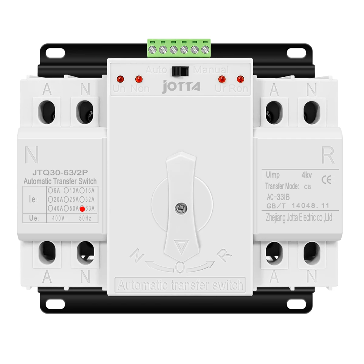 Jotta ATS Dual Power Automatic Transfer Switch Changeover Switch Circuit Breaker MCB AC 230V 2P 63A 125A