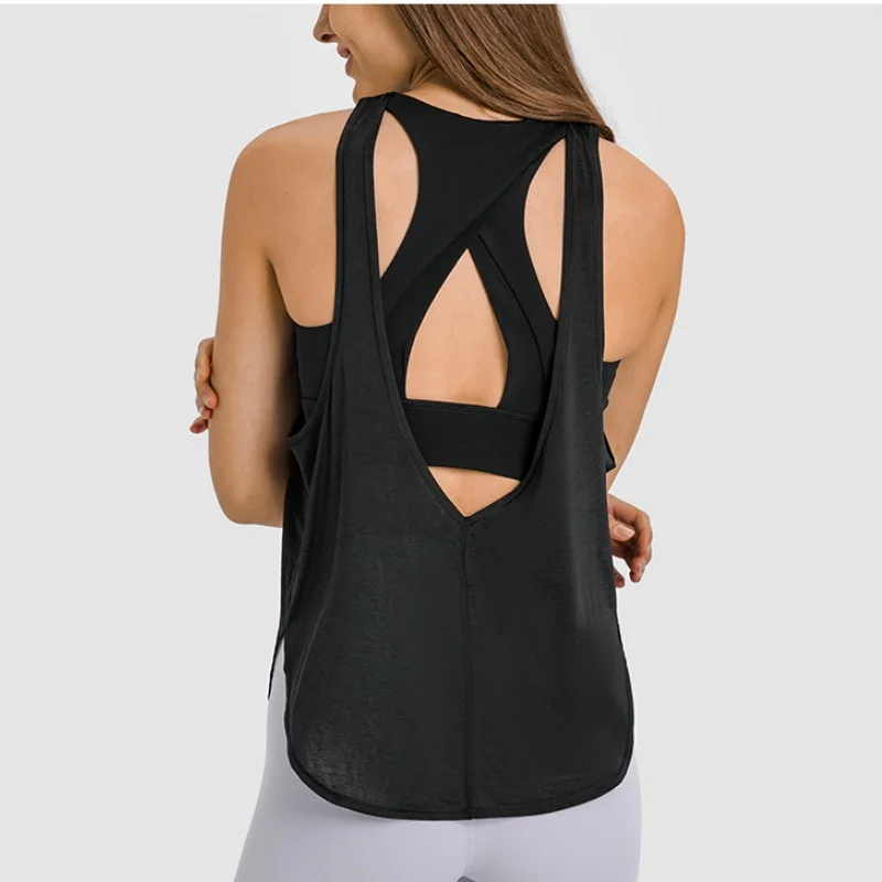 Ropa de Yoga para mujer, camiseta sin mangas, camiseta sin mangas, traje deportivo con Barra para trotar, ropa deportiva para gimnasio, ropa de