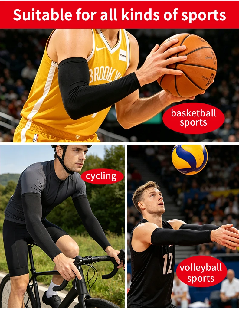 Herren Übergrößen Eisseide Armstulpen, UV-Schutz Rutschfeste Kühlende Ärmel für Sport Radfahren Basketball Outdoor – Detail 3