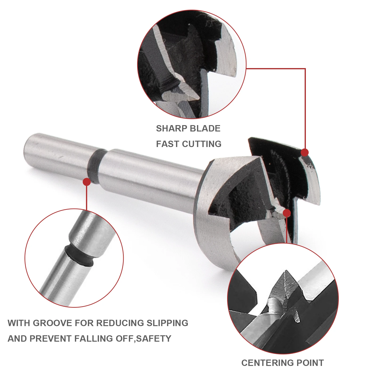 Forstner Drill Bit for Plywood Plastic Board Wood Drilling Hole Saw Cutter ,Core  Bits with Round Shank Woodworking Tools