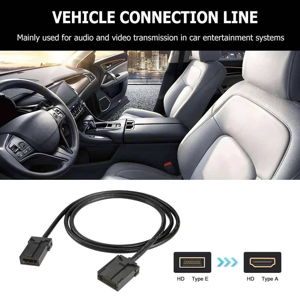 كابل متوافق مع HDMI E من النوع إلى كابل فيديو عالي الدقة للسيارة من النوع E إلى سلك موصل فيديو عالي الدقة أنثى للسيارات