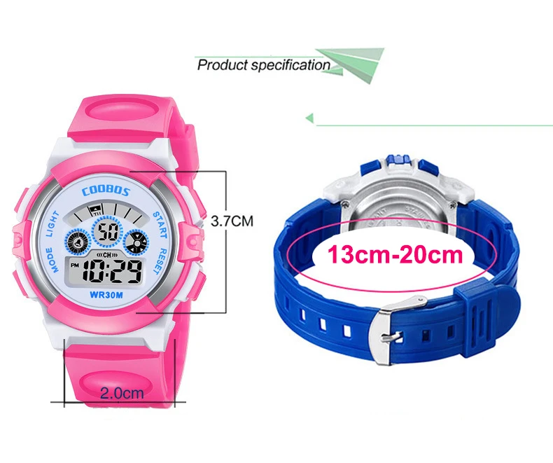 Student Electronic Watch Waterproof Sports Children Watch Glow Multi Function Boys Girls Digital Watch Seven Colors Light Gift