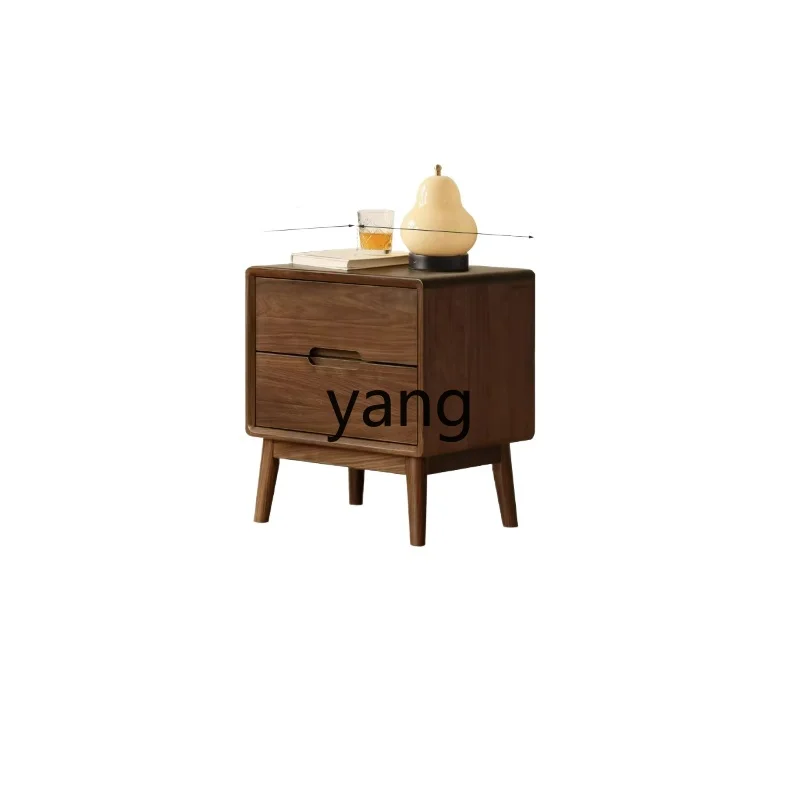 

LTT solid wood bedside table bedroom storage cabinet black walnut modern simple drawer locker
