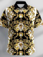 Baroque Retro Casual Men's Shirt Button Up Shirt Party Evening Daily Vacation Summer Lapel Shirt Short Sleeve Gold S, M, L Shirt