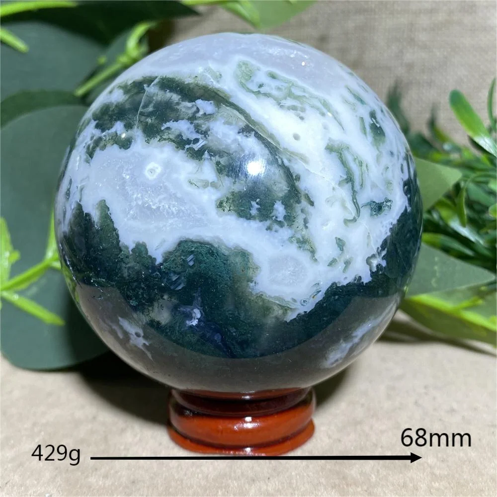 Natural Crystal Moss Agate Sphere Ball Home Decoration And  Witchcraft Supplies Anyolite Witch Spiritual Decor Wicca