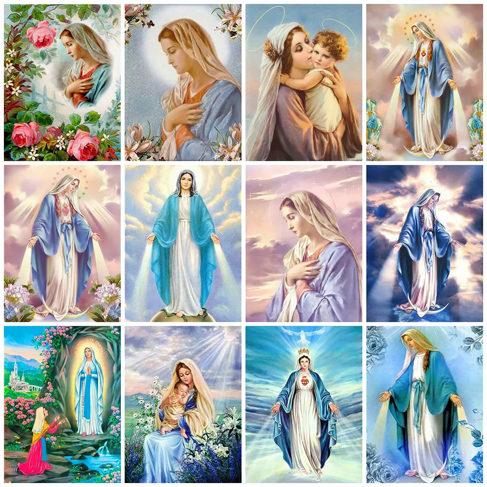 

Алмазная живопись, вышивка крестиком Дева Мария, алмазная вышивка, религиозная картина, искусственная мозаика, христианский домашний декор