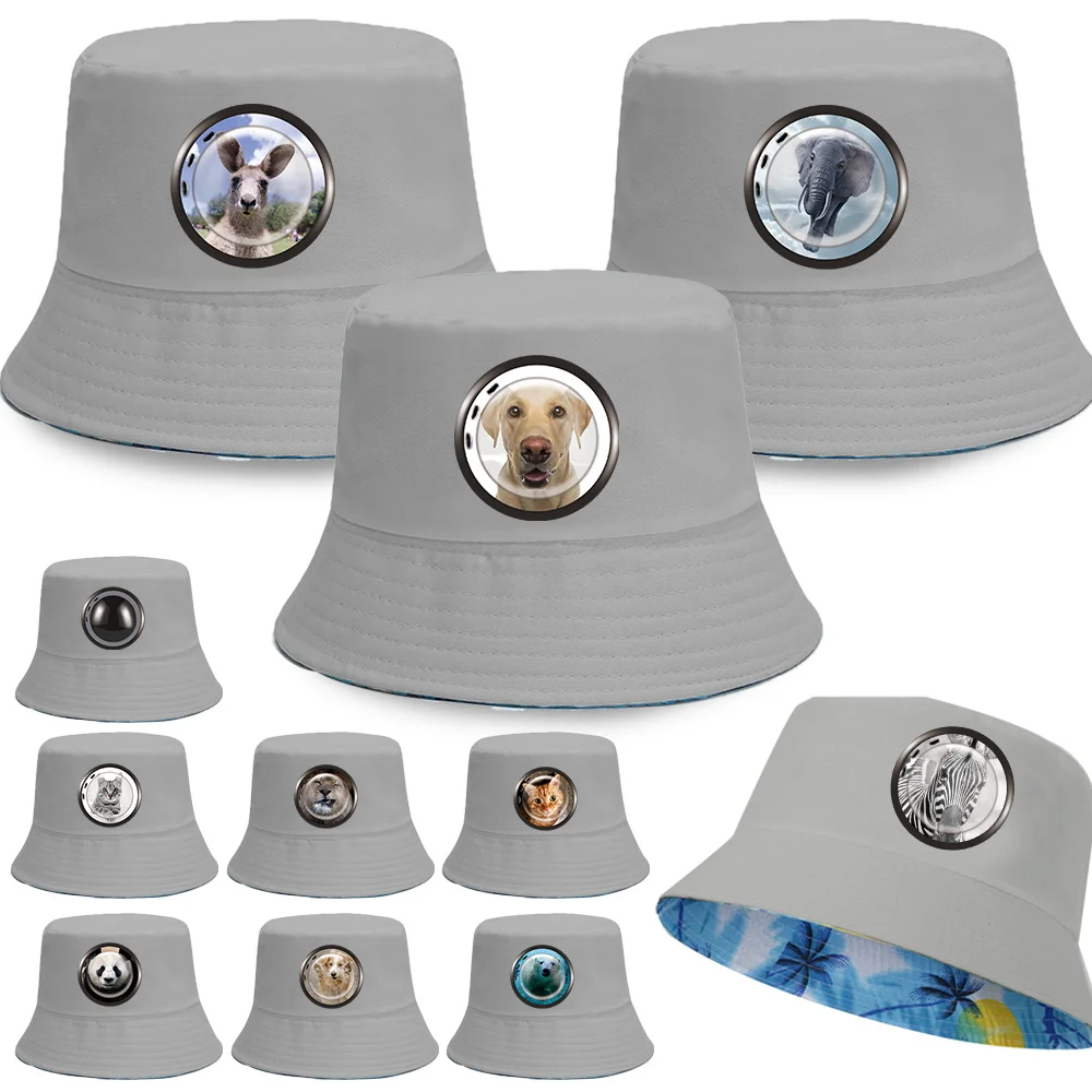 Unisex Bucket Hat Double-sided Wear Fishing Hat Fisherman Cap Women Men Sunscreen Hats Fashion Foldable Window Print Panama Hat