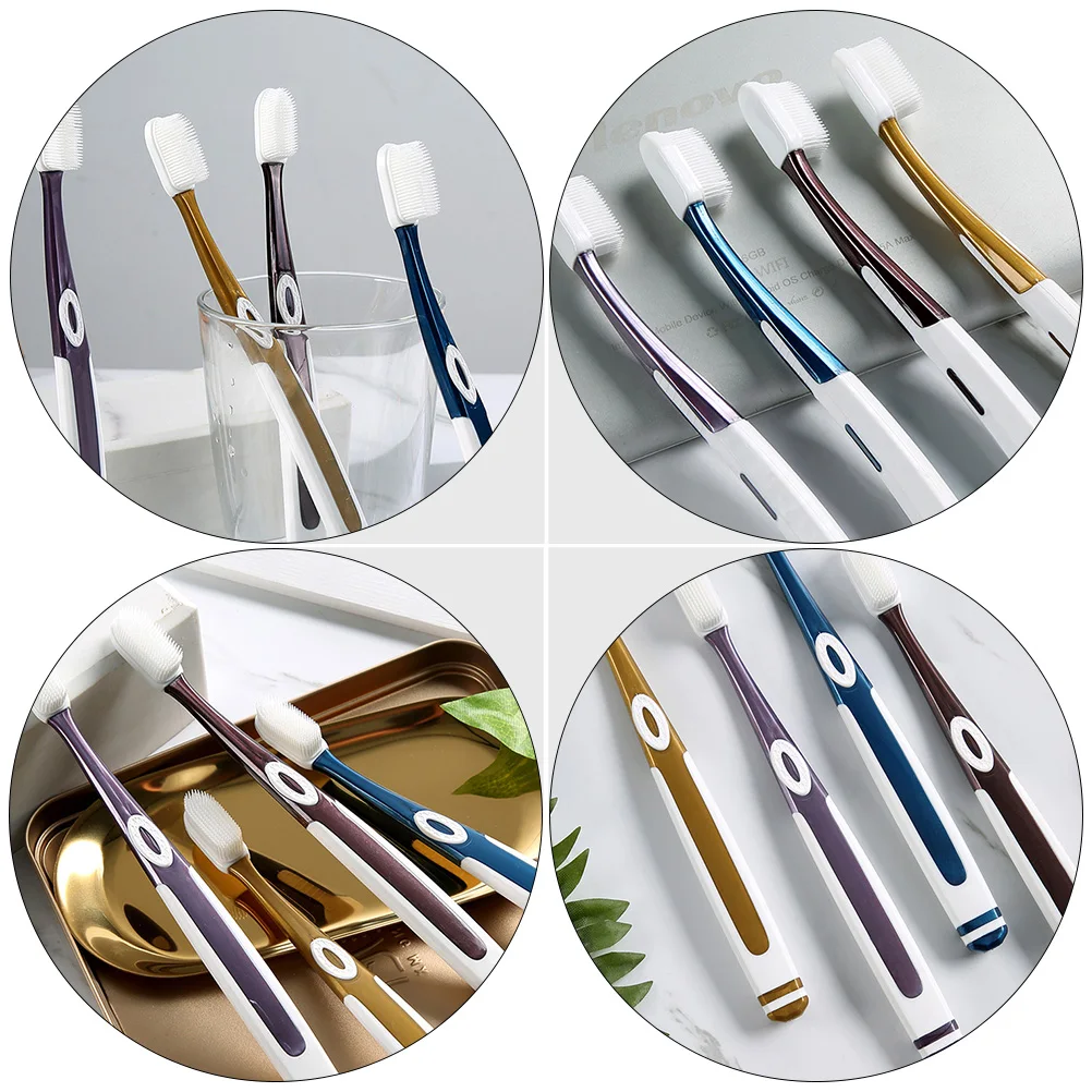 

4pcs Toothbrush Tooth Brush Soft Bristles Silicone Toothbrushes Silicone Smooth Family Pack Adult Tooth Brush Oral Care