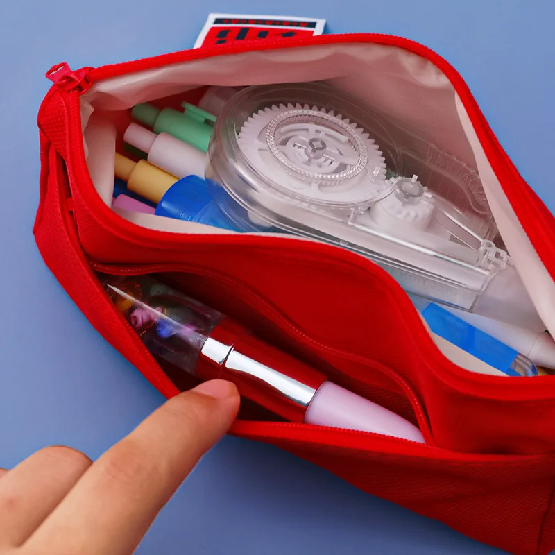 Large Capacity Oxford Cloth Pencil Bag Student Double Layer Storage Pencil Bag Learning Stationery Bag  Cute Pencil Case