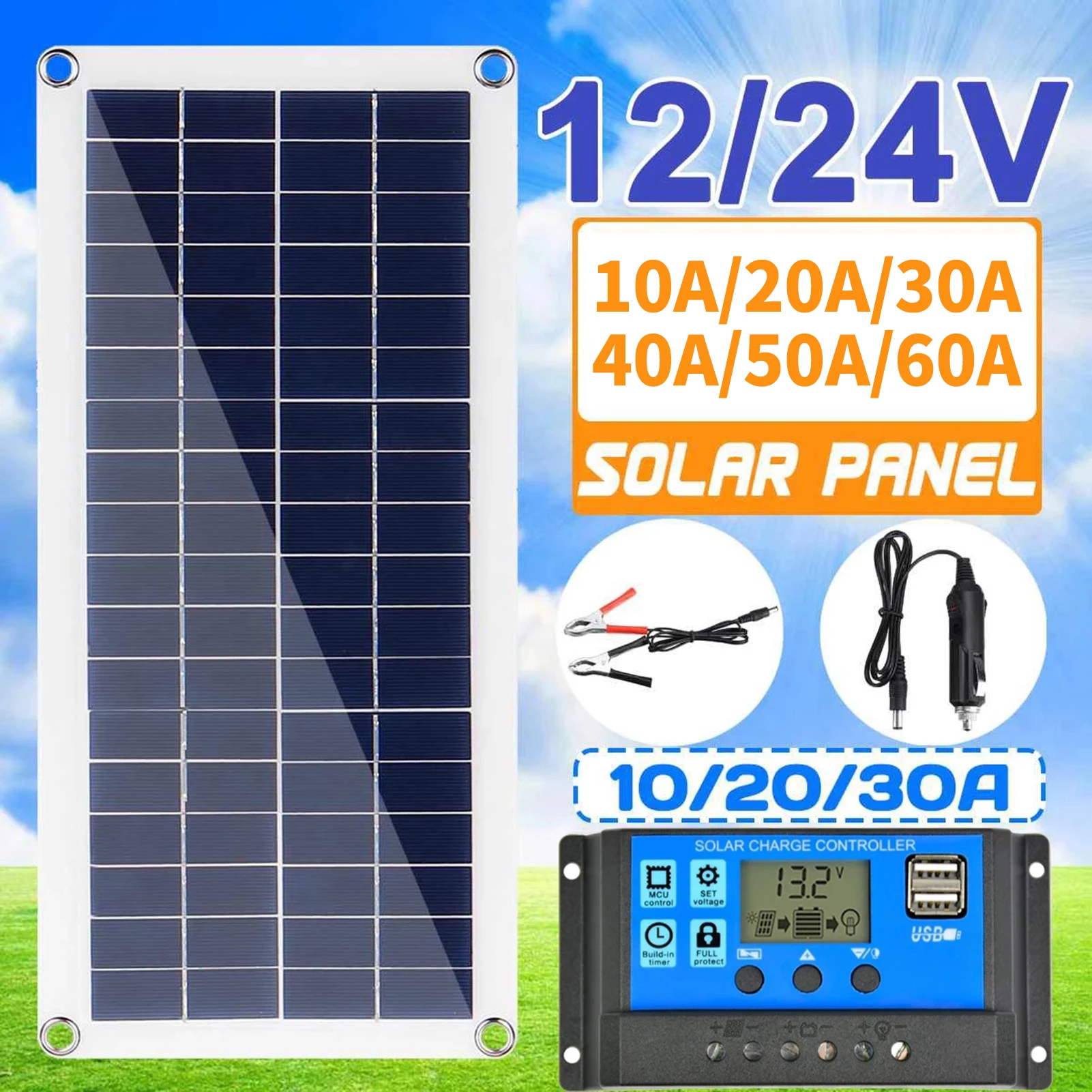 Portable 20W Solar Flexible Panel Kit 12V Switch USB Charging Interface Solar Board With 300W Controller Waterproof Solar Cells