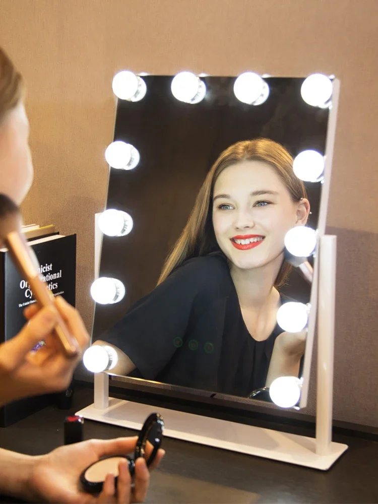 

Dressing mirror ins Internet celebrity led makeup mirror with light bulb girl dormitory large smart fill light desktop