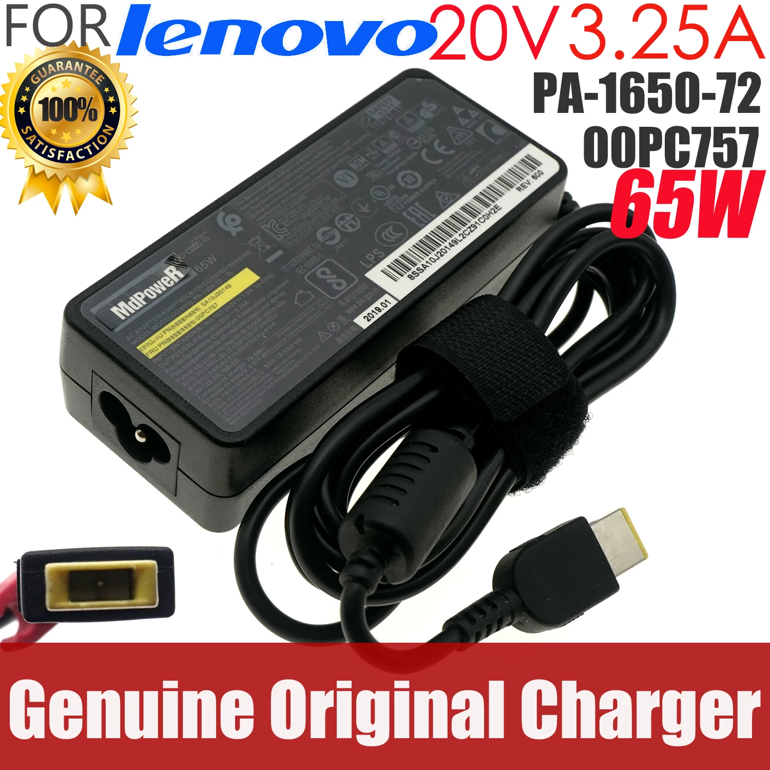 

Genune PA-1650-72 SA10J20149 00PC757 20V 3.25A 65W AC Adapter for Lenovo THINKPAD S431 S531 G500S G700 YOGA 3 4 Pro 11 Charger