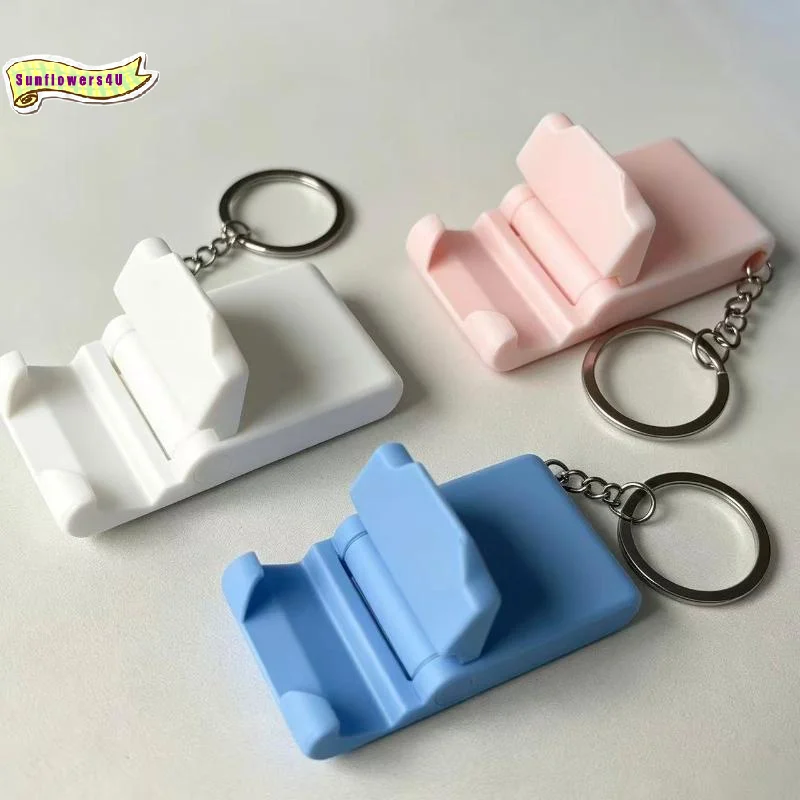 Portable Keychain Phone Stand Mini Foldable Easy Storage Mobile Holder for Smartphone Video Viewing Outdoor Camping Use