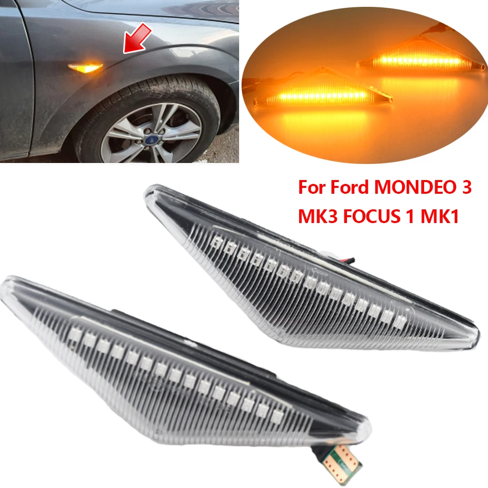 Dynamic Turn Signal LED Side Marker Mirror Light Flashing Indicator For Ford MONDEO 2000-2007 MK3 FOCUS MK1 1998-2004