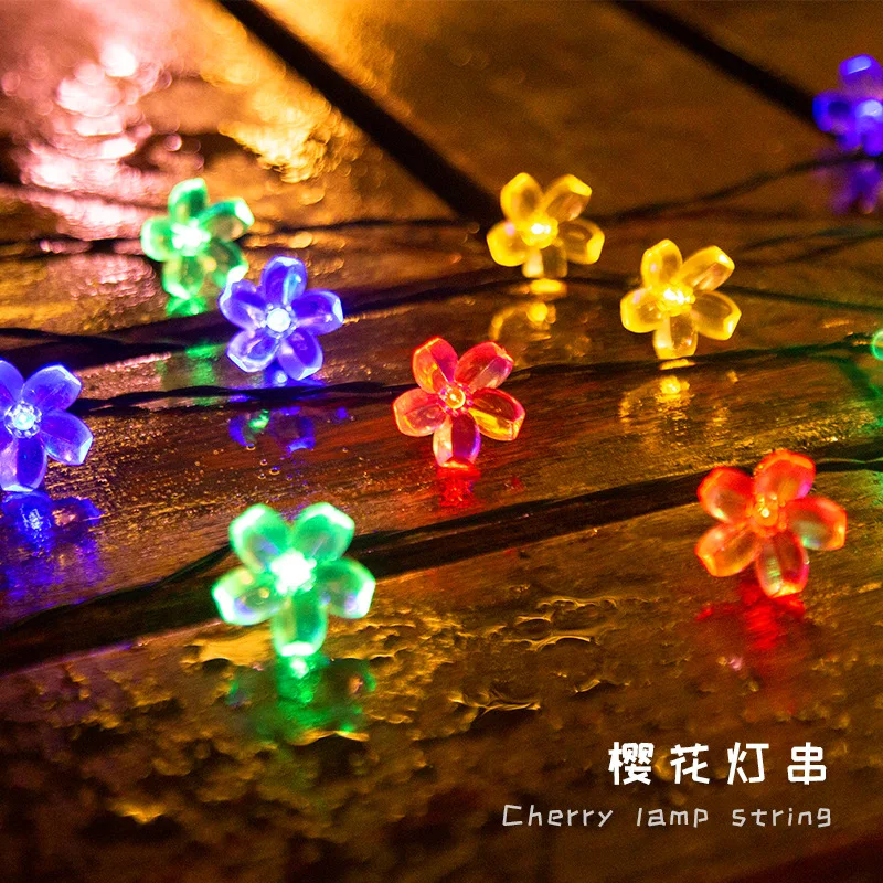 Solar Powered LED String Lights Cherry Blossom Fairy Garland 22M Crystal Flower Wedding Christmas garden Outdoor Decor lighting