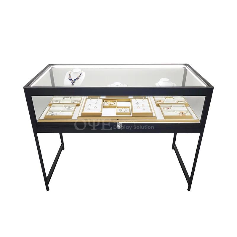 

Customized product、Stainless Steel Vitrine Display Modern Jewelry Showcase Glass Jewelry Display Cabinet Furniture For Jewelry