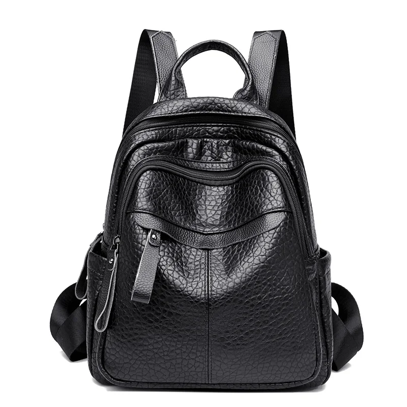 

2024 PU Women 's Backpack Shoulder High-Capacity Ladies Year Women's Bags School Travel Multi-Pocket Travel Backpack For Women