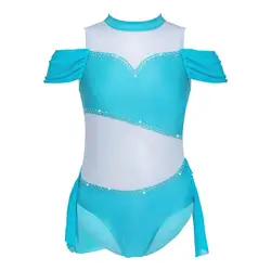 Leotardos de Ballet con lentejuelas brillantes para niñas, ropa de baile moderna adornada con diamantes de imitación, mono de patinaje artístico para gimnasia