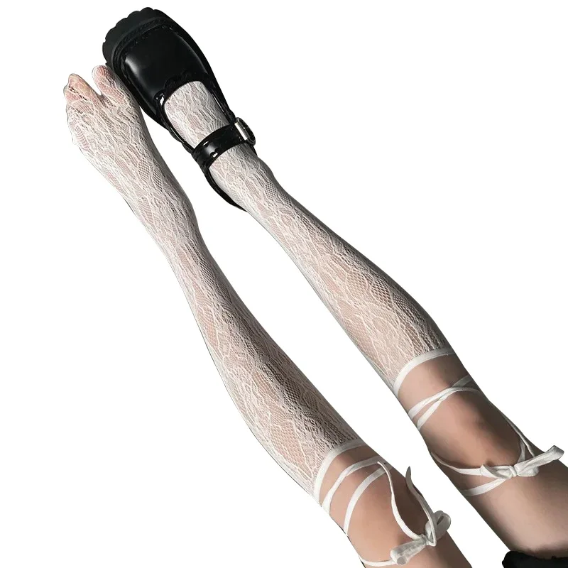 Street Split Toe Socks Strappy Lace Fishnet Stockings Cool JK Girl Knee Socks Japanese Lolita Jk Long Knee High Sock Lolita Sock