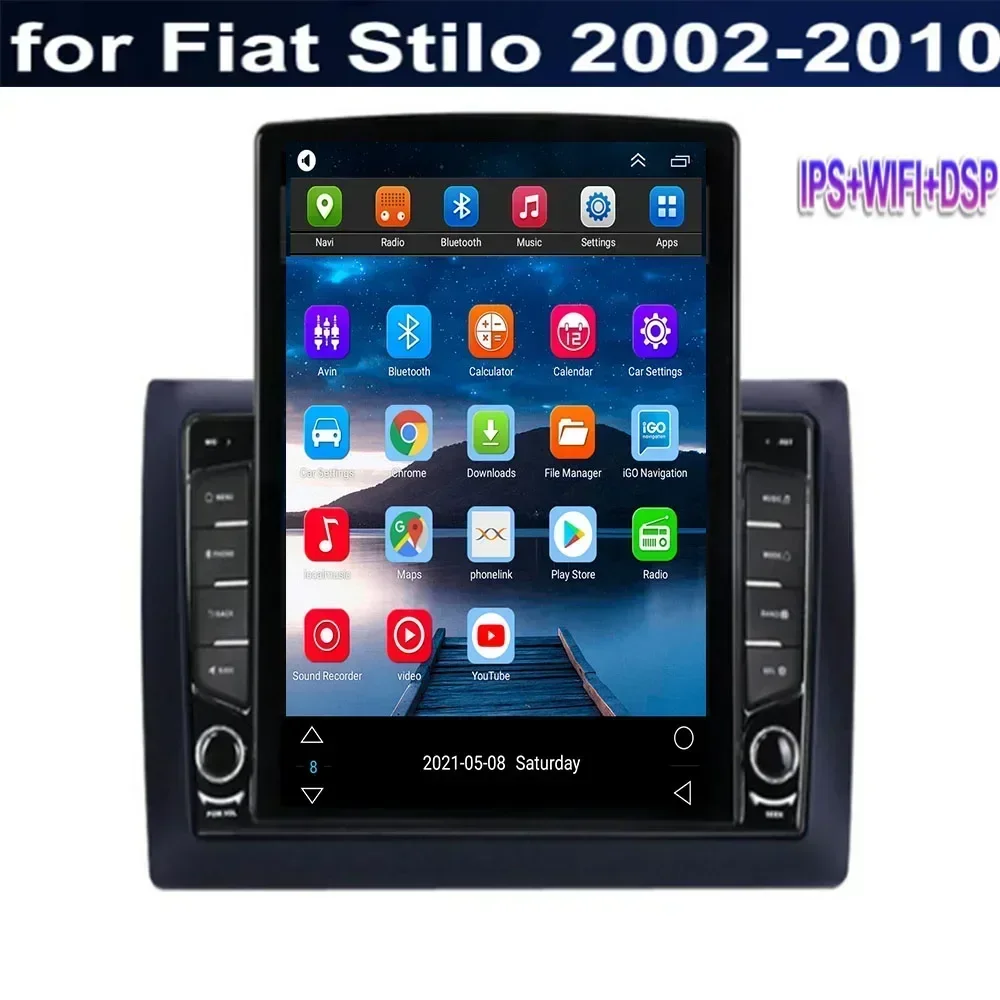 8G+128G Android 13 For Fiat Stilo 2002-2010 Tesla Style Car Radio Stereo Carplay Multimedia Player GPS Navigation Camera