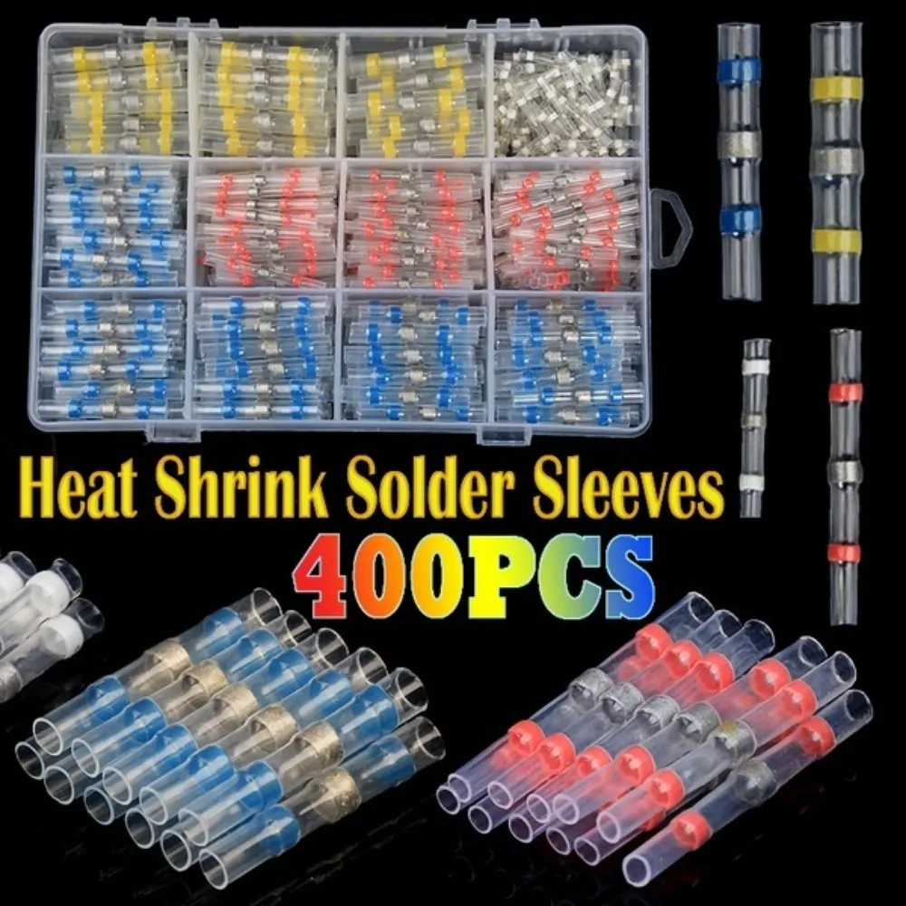 

400x Heat Shrink Butt Terminal Solder Seal Sleeve Waterproof Insulated Wire Connector Kit