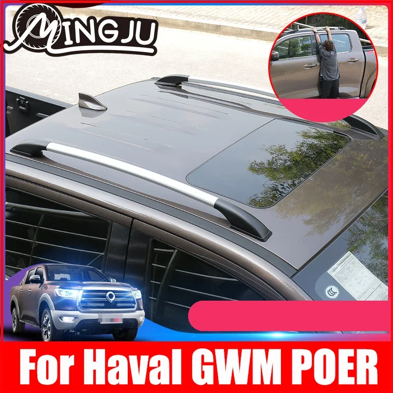 ABS Metal Silver Chrome Car Roof Rack Rails Bar Luggage Carrier Bars top Rack For Great Wall GWM POER UTE 2020 2021 Accessories