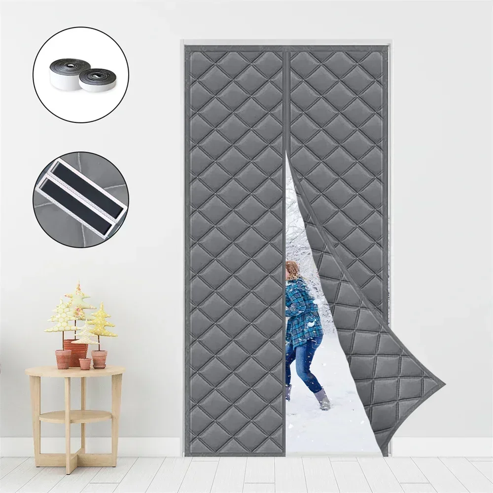 ستارة باب شتوية سميكة، ستارة باب قطنية مقاومة للدفء والبارد، عزل مغناطيسي، ستارة باب منزلية مقاومة للرياح