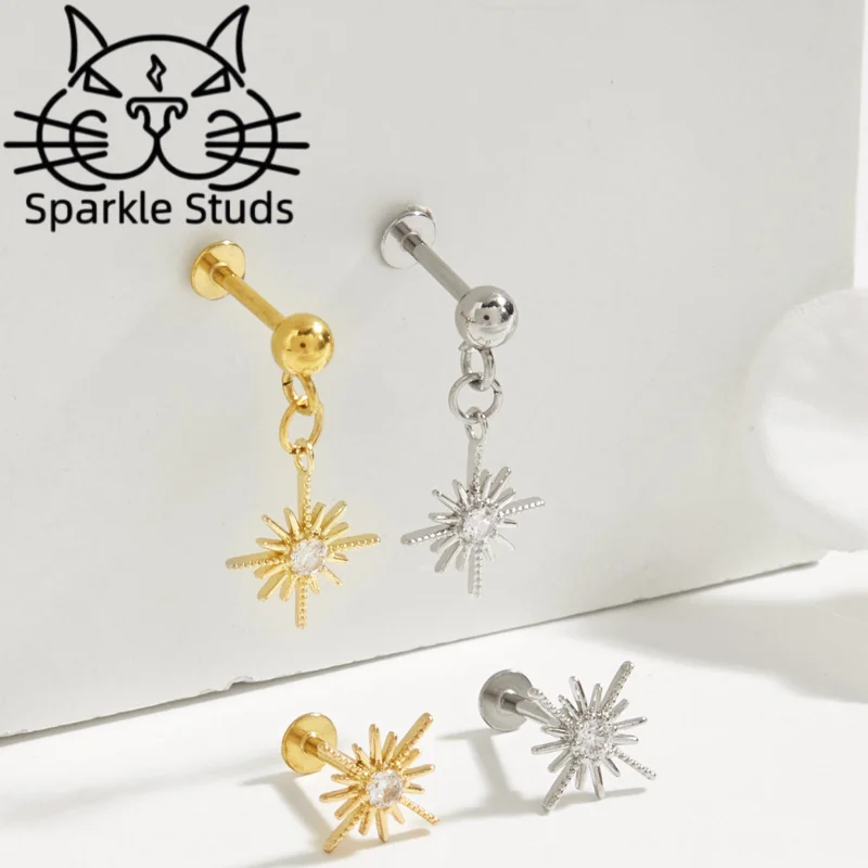Body Jewelry Rhinestone - Sparkle Studs Stainless Steel Diamond Star