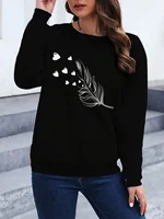 Loose Sweatshirt Casual Long Sleeve Women Autumn and Winter  Comfortable Pullover Crewneck Loose Female Clothes Graphic Y2K Top 2
