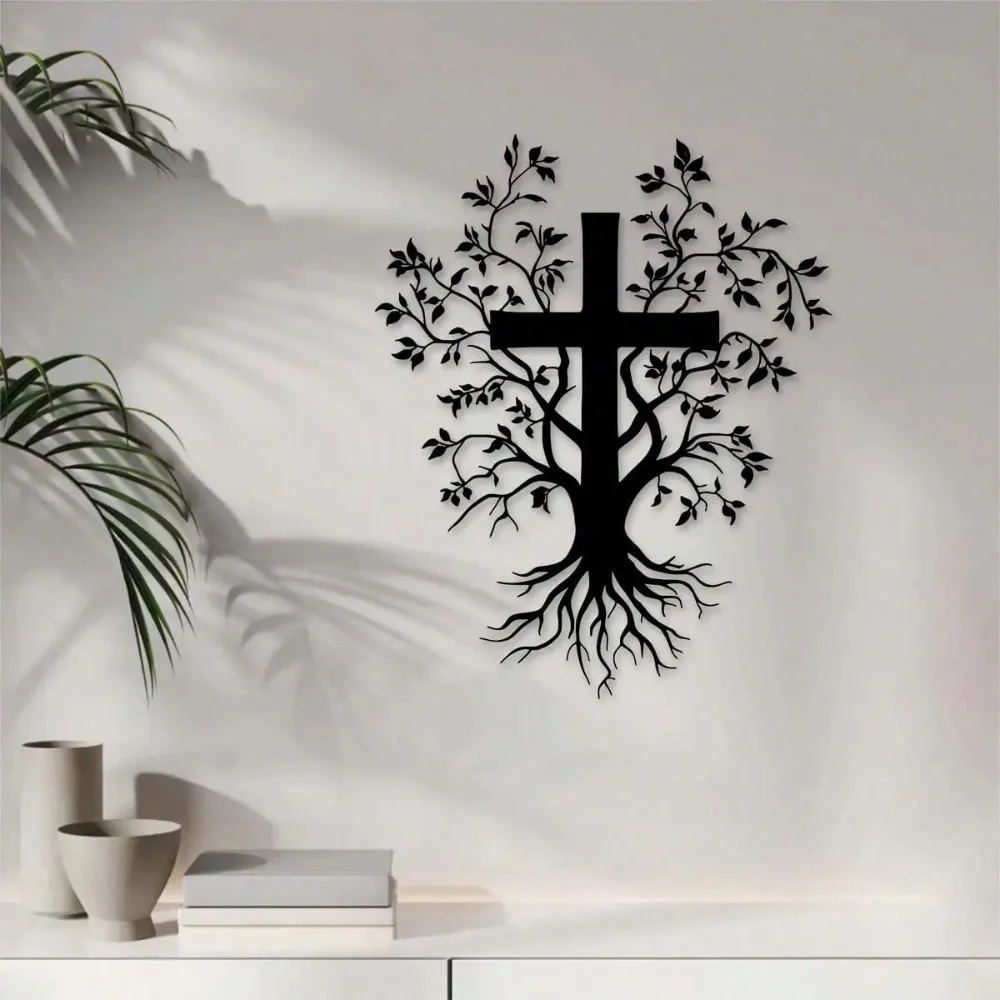 Arte de Parede em Metal com Design de Galho de Árvore para Sala de Estar, Quarto e Igreja
