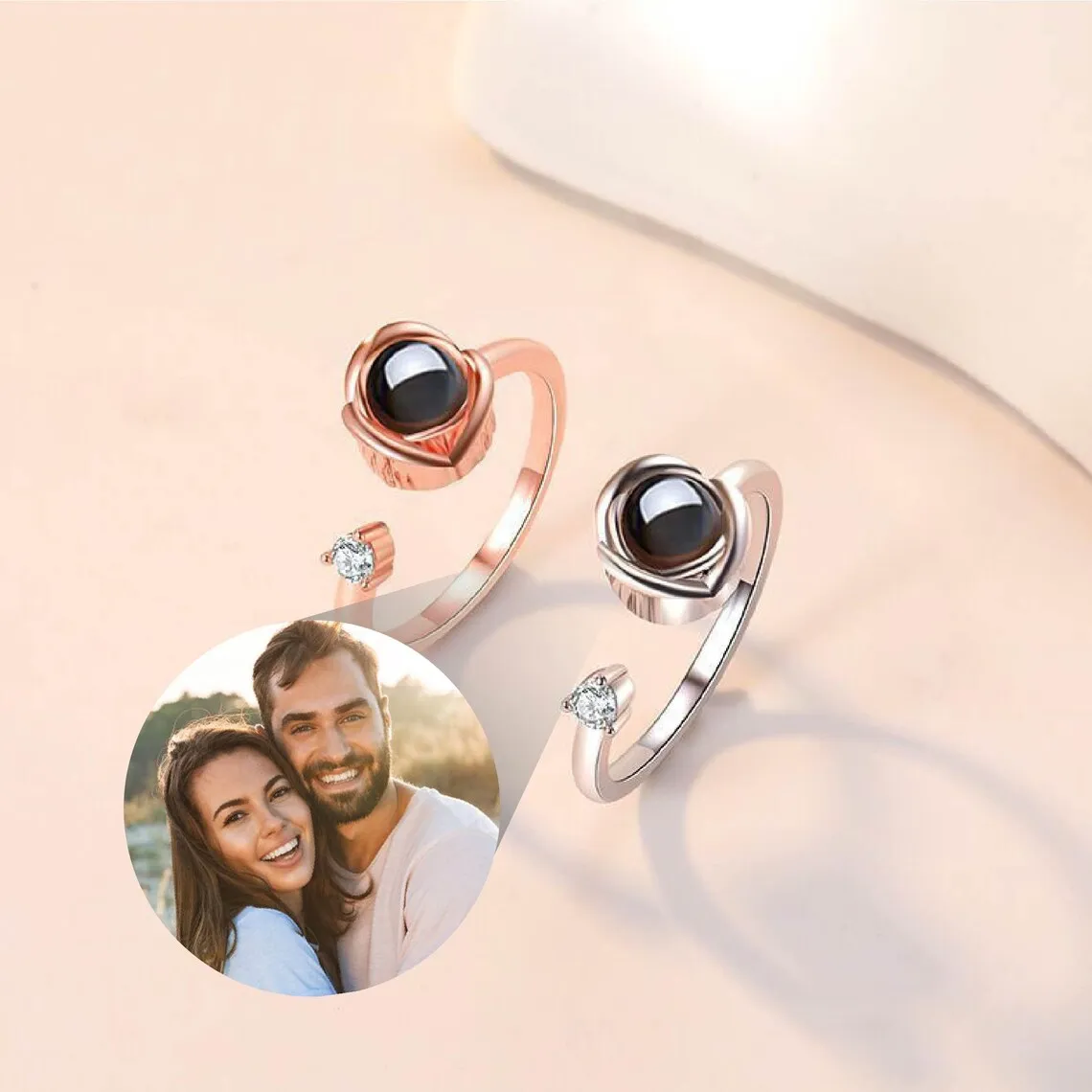 Personalized Custom Projection Ring For Your Precious Ones Couples Ring Gifts For Her/Him Valentines Day Gifts Memorial Jewelry