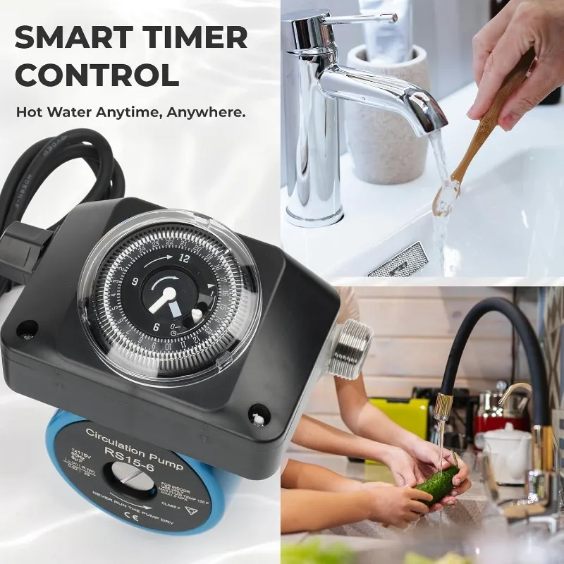 Система рециркуляционного насоса горячей воды с программируемым таймером для водонагревателей в резервуаре, мгновенной горячей воды, сенсорный клапан