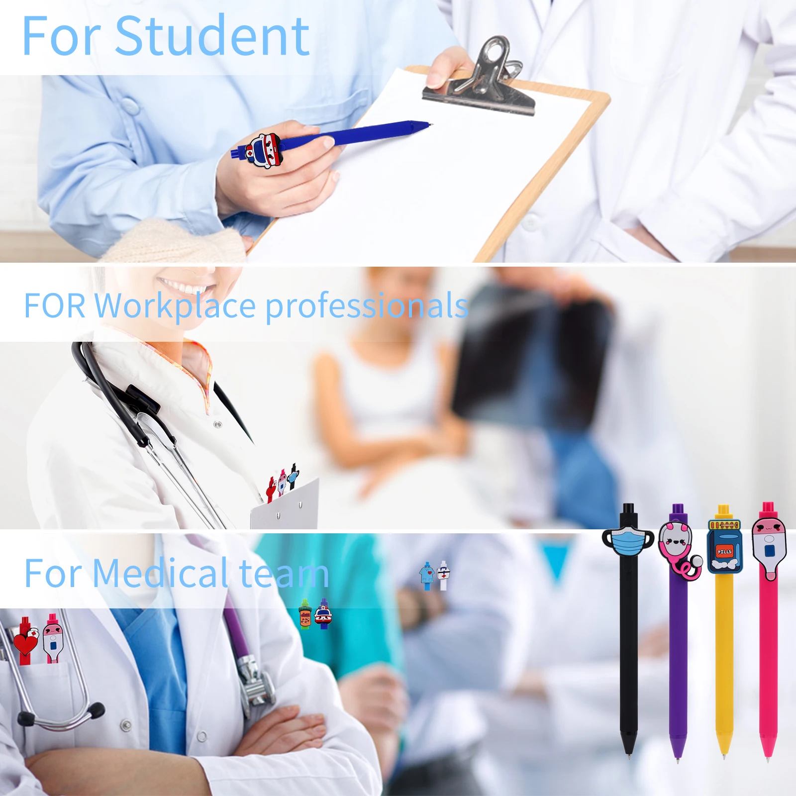 10 Pcs Nurse Pens | Cute Nursing Pens Set In Bulk With Heart, Syringe | Nurses & Medical Assistant Badge Supplies, Gifts, Access