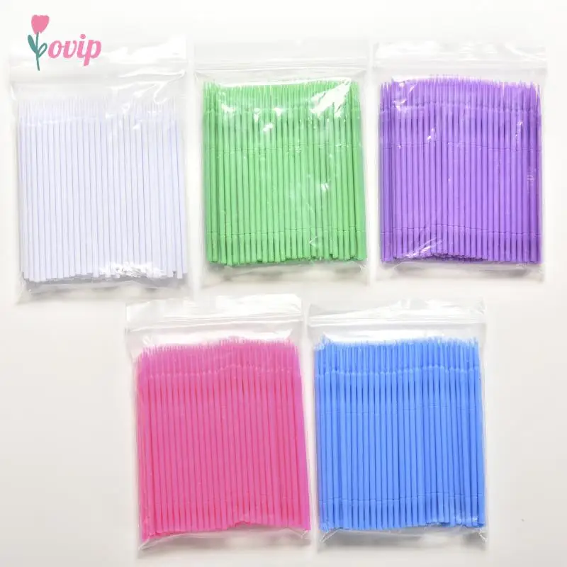 100 Pcs/Pack Lint Disposable Makeup Brushes Eyelash Extension Individual Lash Removing Tools Swab Micro Brush Beauty Tools