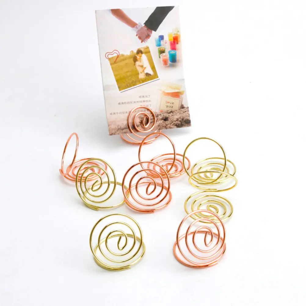 24Pcs Premium Stainless Steel Heart Shaped Note Clips with Spiral Base Table Number Holder Photo Display Clip for Reception Desk