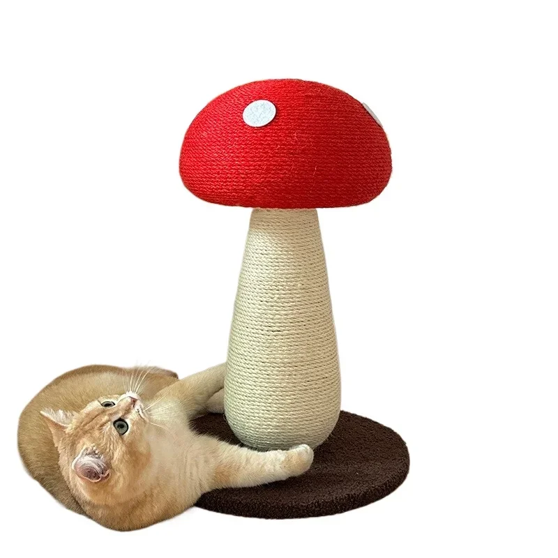 

Red mushroom cat climbing frame with sisal claw vertical cat scratching board and cat tree toy