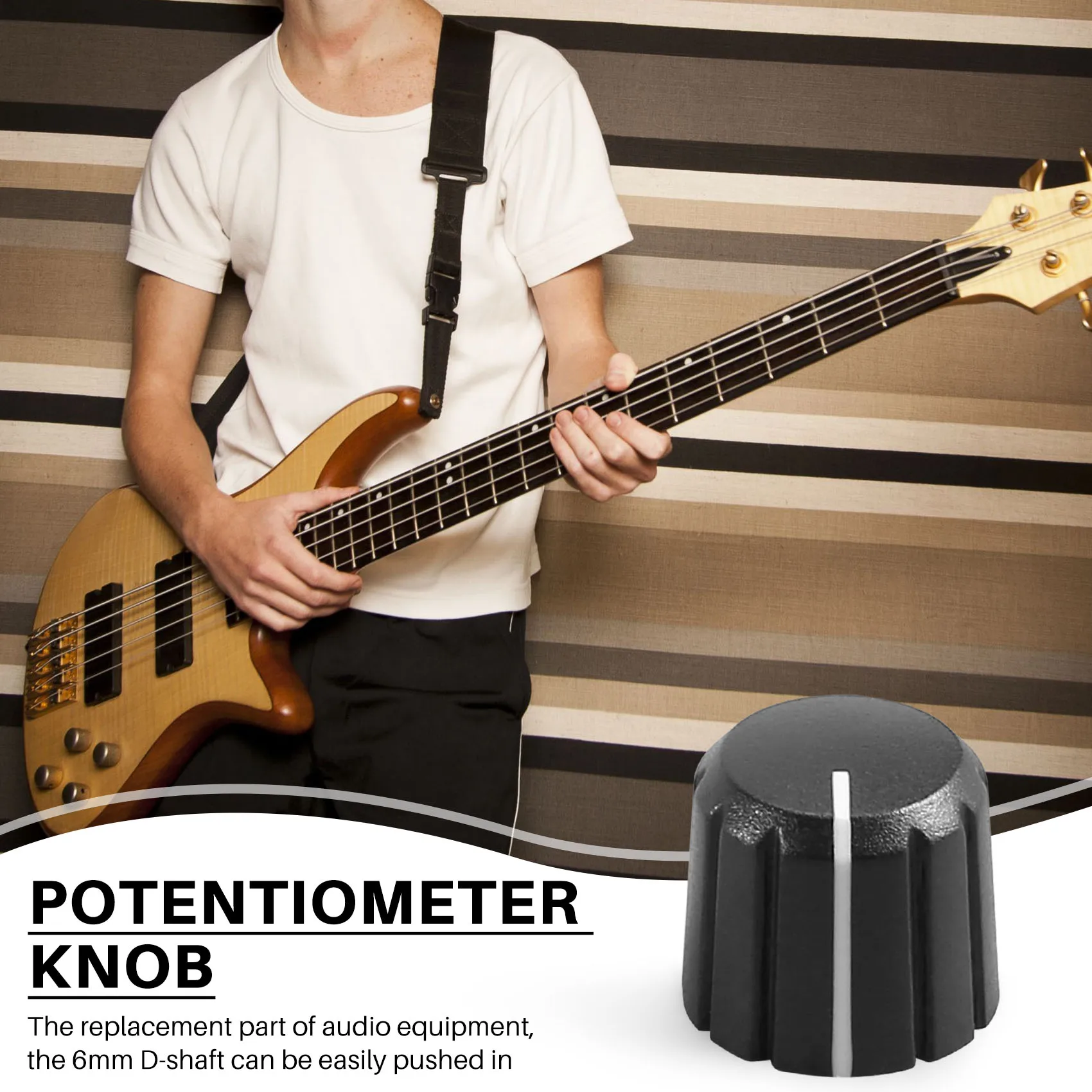 20 piezas perilla giratoria de potenciómetro de plástico de 15x13,5mm para perilla de volumen de guitarra de eje tipo D de 6mm de diámetro. Rico