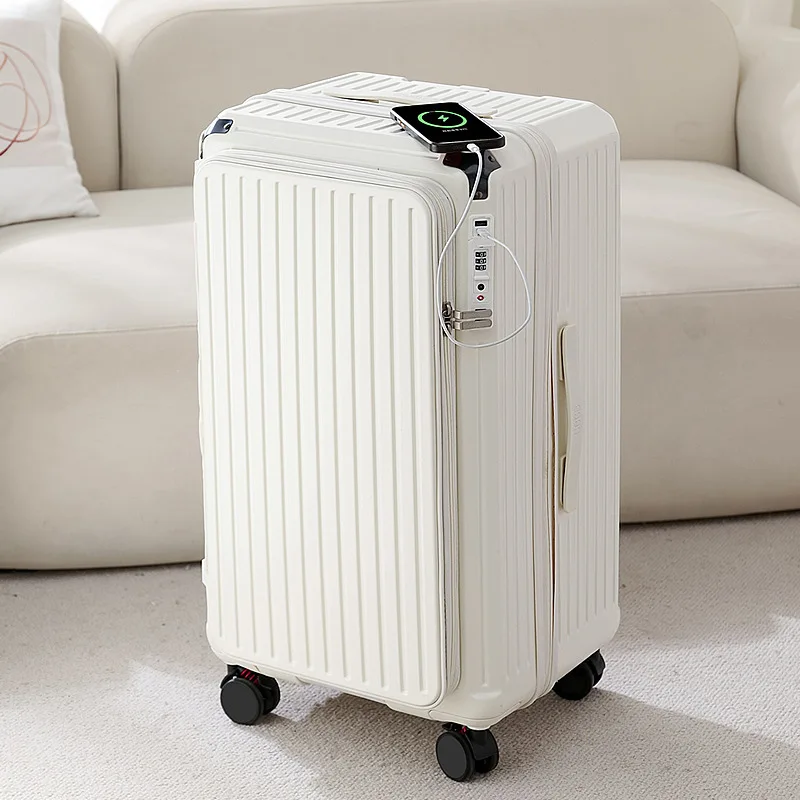 

Расширяемый сверхбольшой чемодан Hanarry с передним открытием, модная дорожная сумка из ABS+PC материала для мужчин и женщин